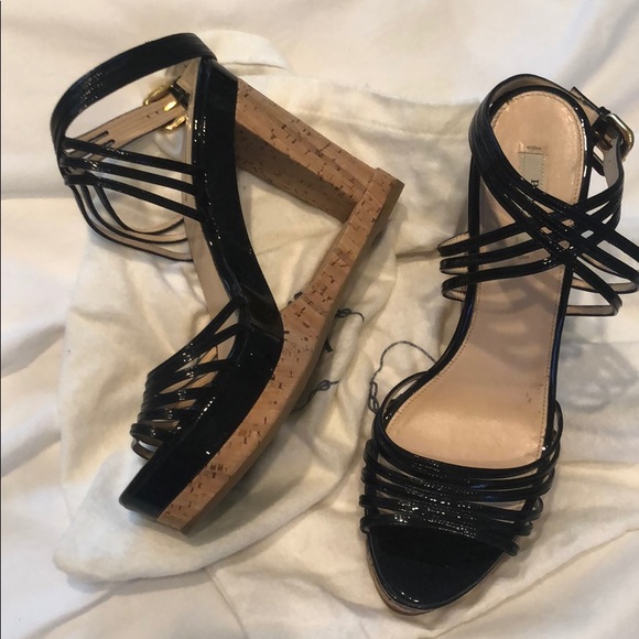 Prada Black Patent Cut-out Wedge - Picture 2 of 4